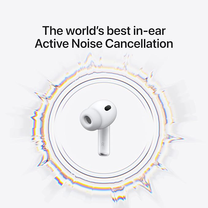 Apple AirPods Pro 3 Wireless Earbuds, Active Noise Cancellation, Live Translation, Heart Rate Sensing, Bluetooth Headphones, Spatial Audio, High-Fidelity Sound, USB-C Charging